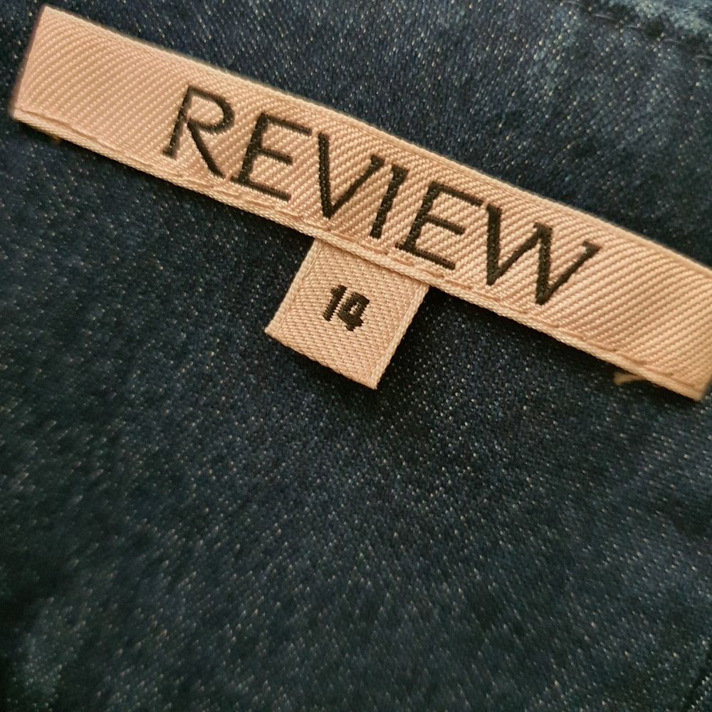 Review Size 14 High Waist Dark Wash Blue Denim Skirt - Picture 3 of 10